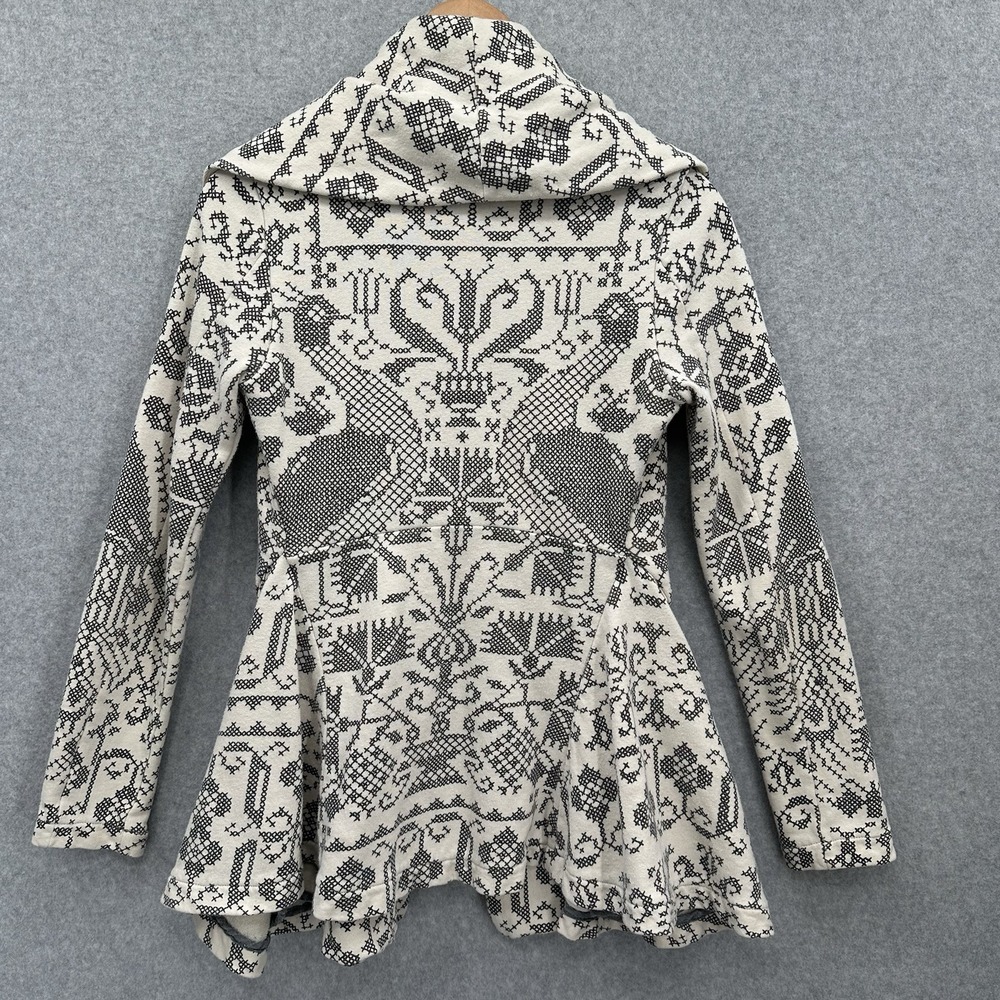 Free People‎ Peacock Cross Stitch Coat Peplum Boho Peplum Pockets Cotton Size XS - Picture 3 of 9